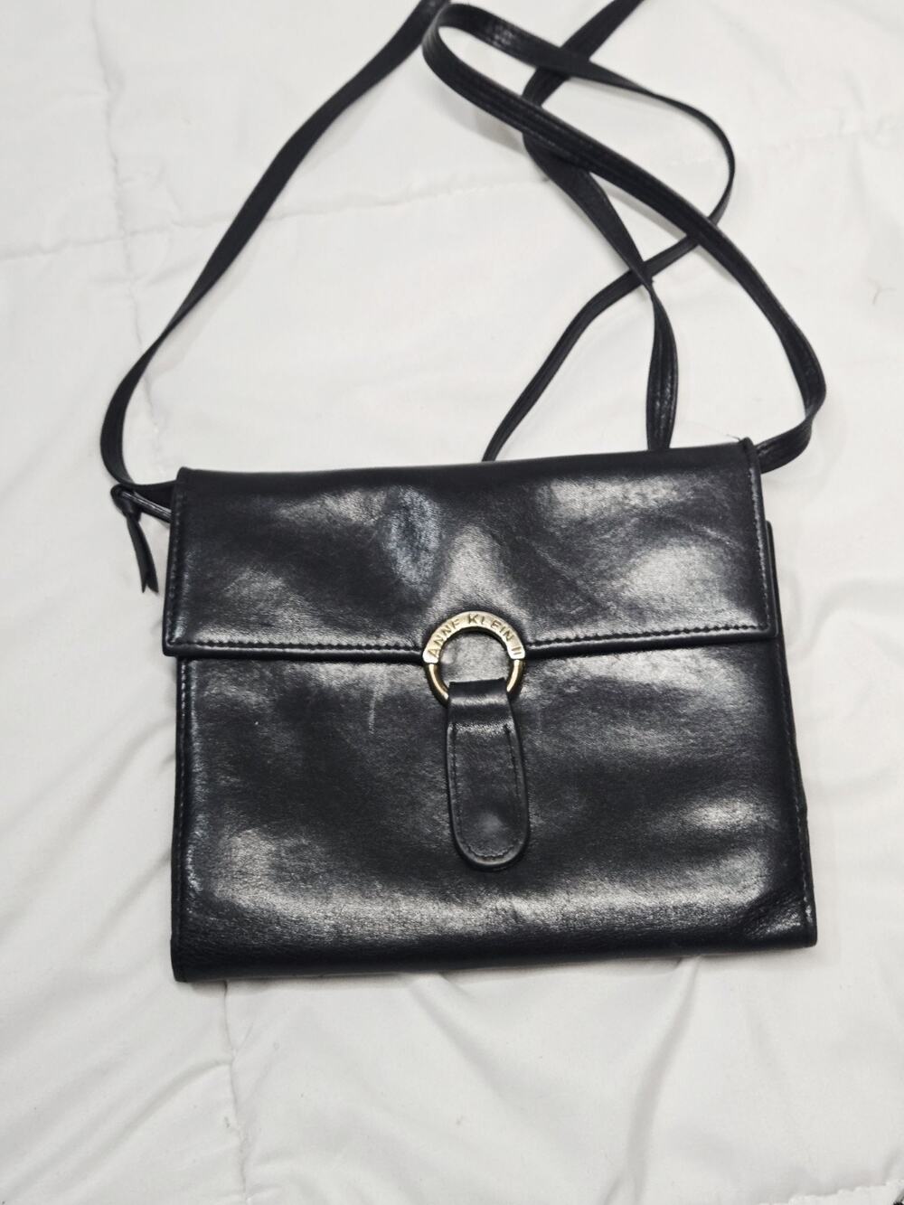 Hobo Vtg Black Genuine Leather Crossbody Anne Klein Boho Inde Retro Grunge 90's